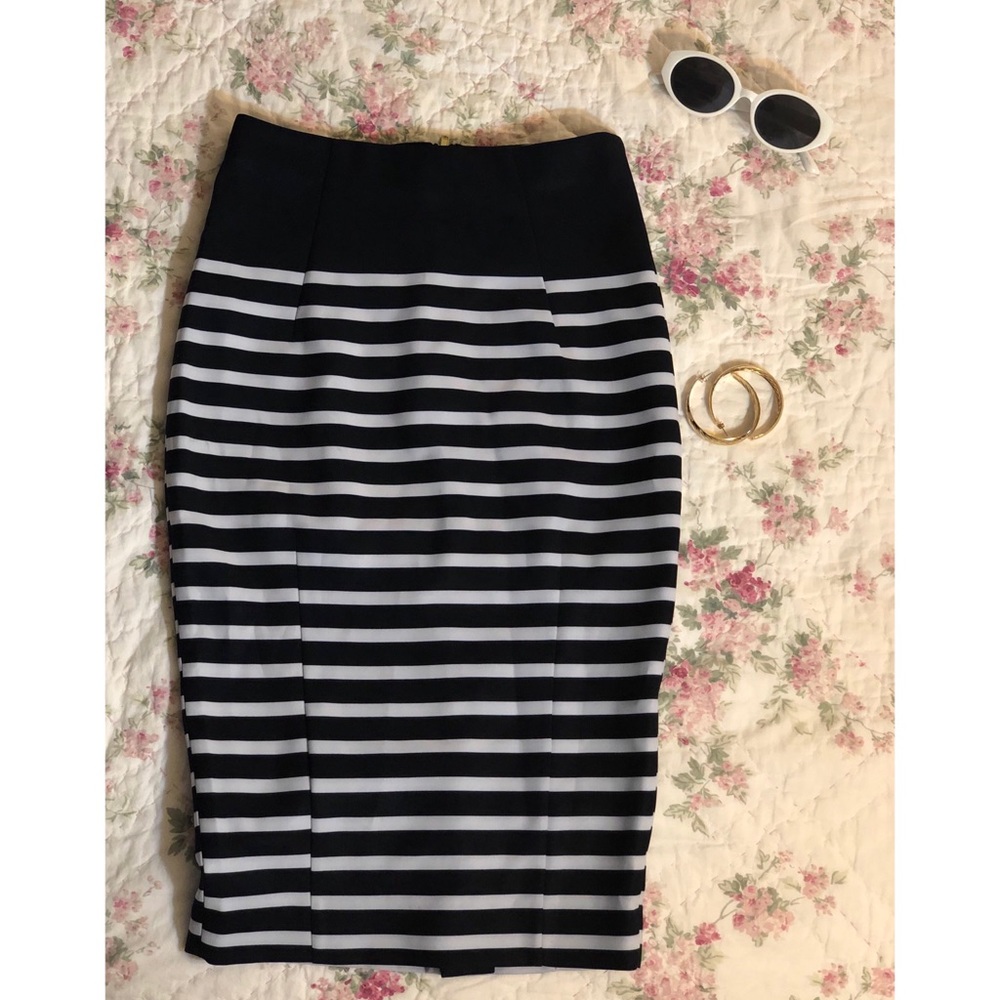 Navy & White Pencil Skirt